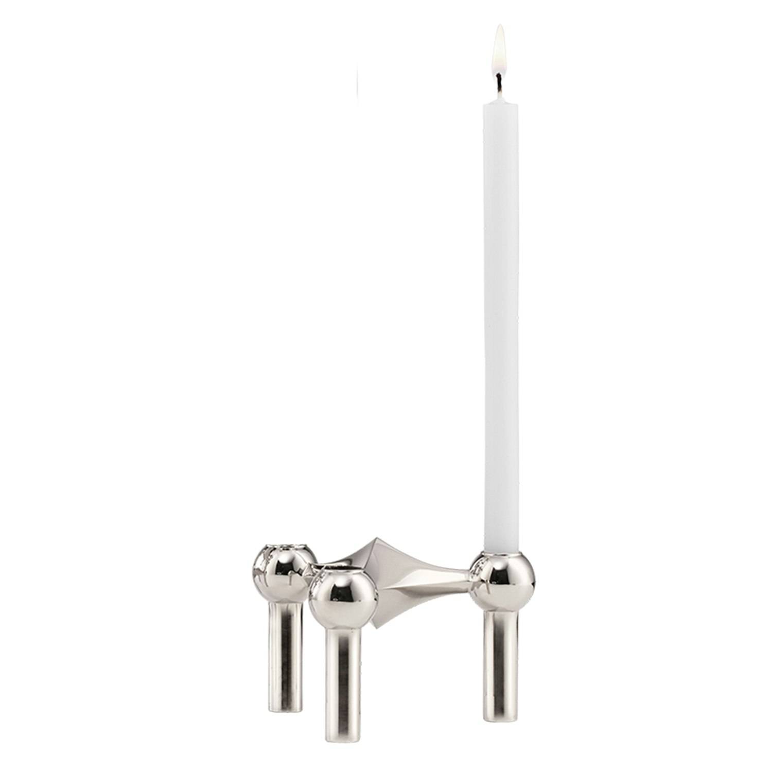 Stoff Nagel Candlestick Chrome + Candles 12-pack - Kandelabre Foret Metal Krom - 192532 + 192534.