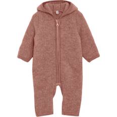 Huttelihut - Uldfleece heldragt m. øre - Rosa - str. 12 mdr/80 cm