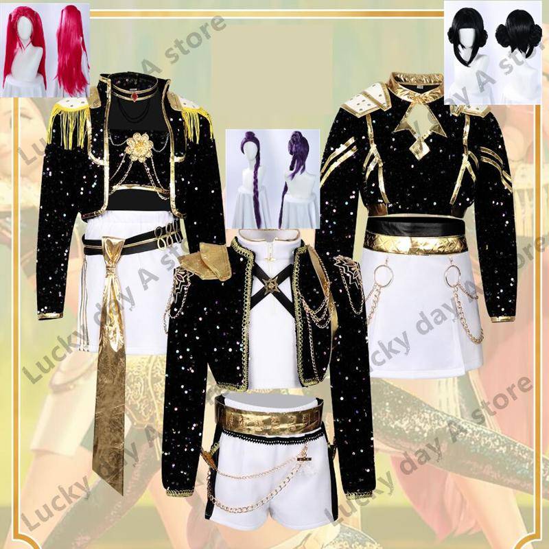 I LAGER Rumi Mira Zoey Cosplay Kostym kpop Svart Guld Halloween Kvinna Familj Flickor Cosplay Snabb Leverans cm
