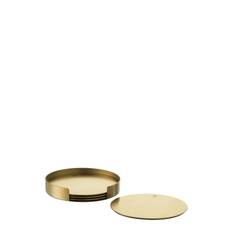 Orrefors Peak Coasters 4-Pack Incl. Holder Guld