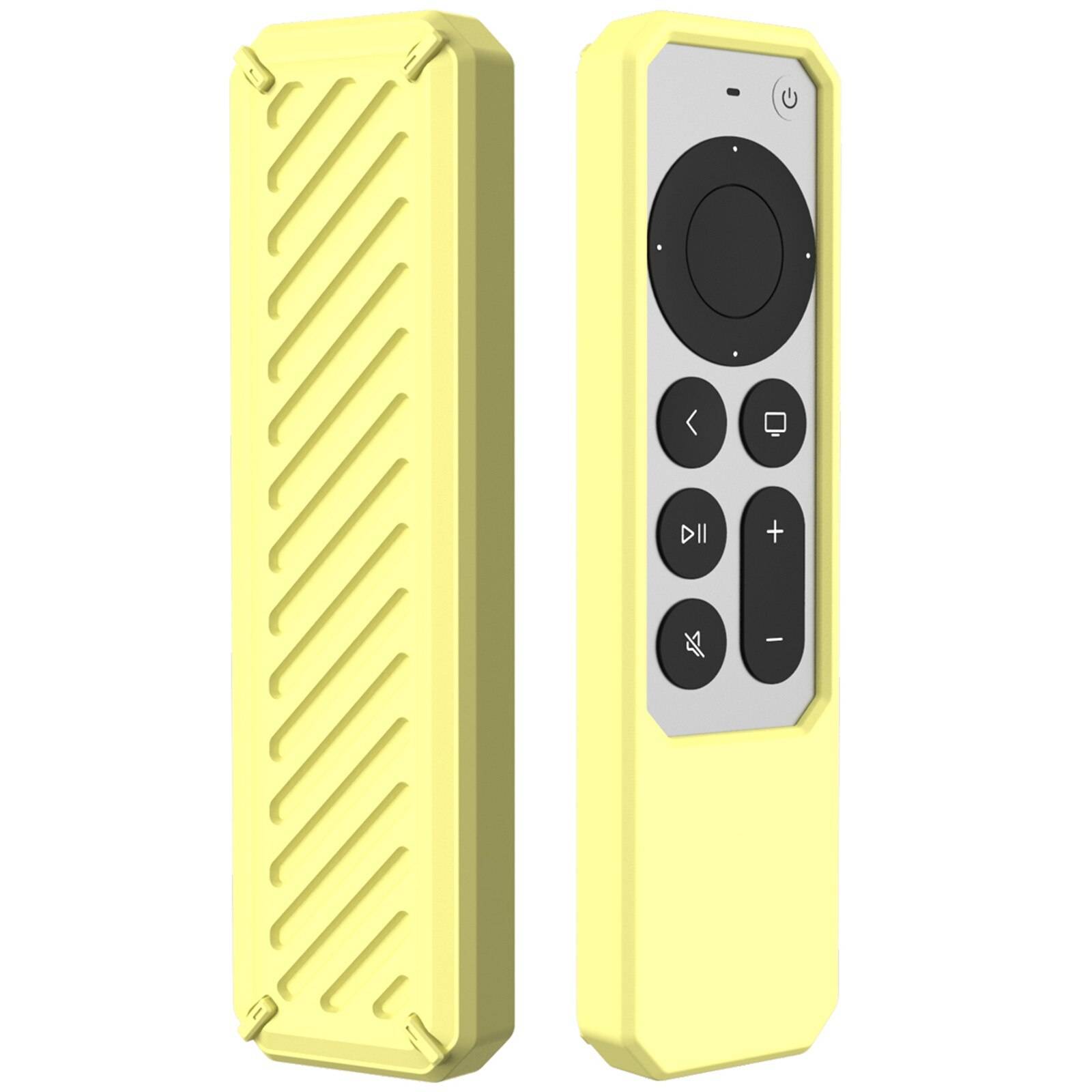 Silikonfjärrskyddsskal för apple tv 4k siri fjärrkontroll anti-halk stötsäkert mjukt fodral skydd fjärrskyddsfodral - Gul