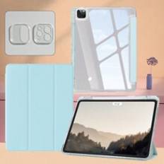 1pc Transparent Acrylic Ice Blue 3-Fold Stand Case With Pencil Slot, Highly Transparent Acrylic Back Cover, Anti-Drop, Sleep/Wake, Minimalist/Classic/Casual Design IPad Tri-Fold Protective Case Compatible With IPad Mini 6/9.7/10.2/10.5/Air 4/Air 5/10.9/Pro 11-In.(M2)-2024/IPad Air 13-In.(M2)-2024/IPad Pro 11-In.(M4)-2024/IPad Pro 13-In.(M4)-2024