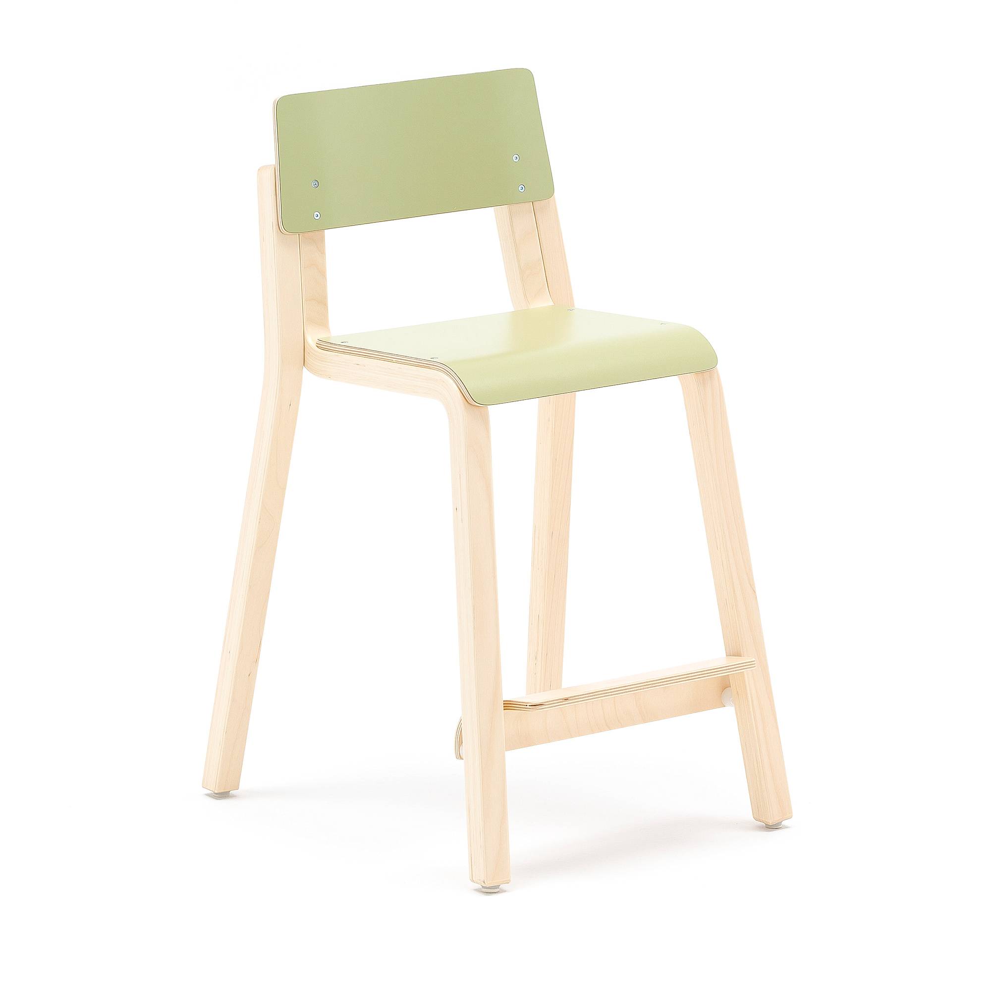 Hög barnstol DANTE, höjd: 500 mm, laminat, björk/grön