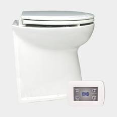 Eltoalett båt Jabsco Deluxe Flush 17" SoftClose, rak rygg, 12 V, för sjövattenfyllning + pump