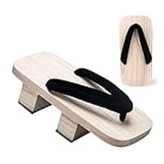 Mäns Flip Flop Japanska Trä Tråkor Två Tandtand Tofflor For Kvinnliga Män, Sandaler Traditionella Trosor Geta Mens Hus Tofflor Högklackade Halloween Kostymer Skor (Color : Black, Size : EUR 38-39)