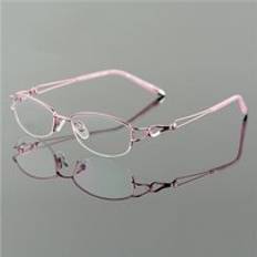 Metel legering glasögon halv fälg optisk båge recept kvinnor glasögon läsning närsynthet blomma glasögon lila blå 52223