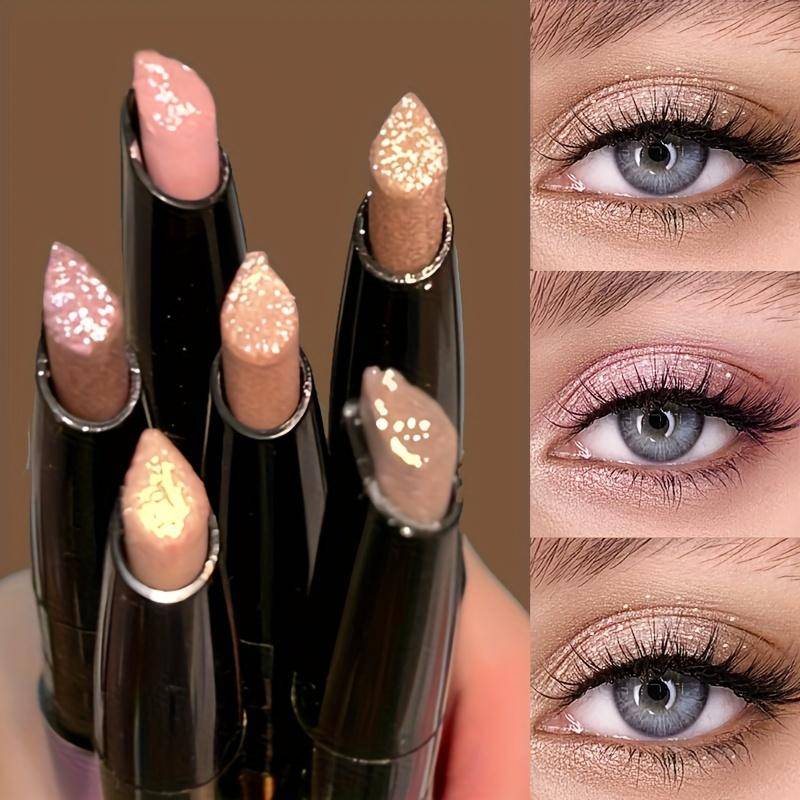 Monokrom Vattentät Glitter Ögonskuggastift - Långvarig Hög Glans Lättformad Makeup Glittrande Ljusgörande Ögonskugga och Eyeliner