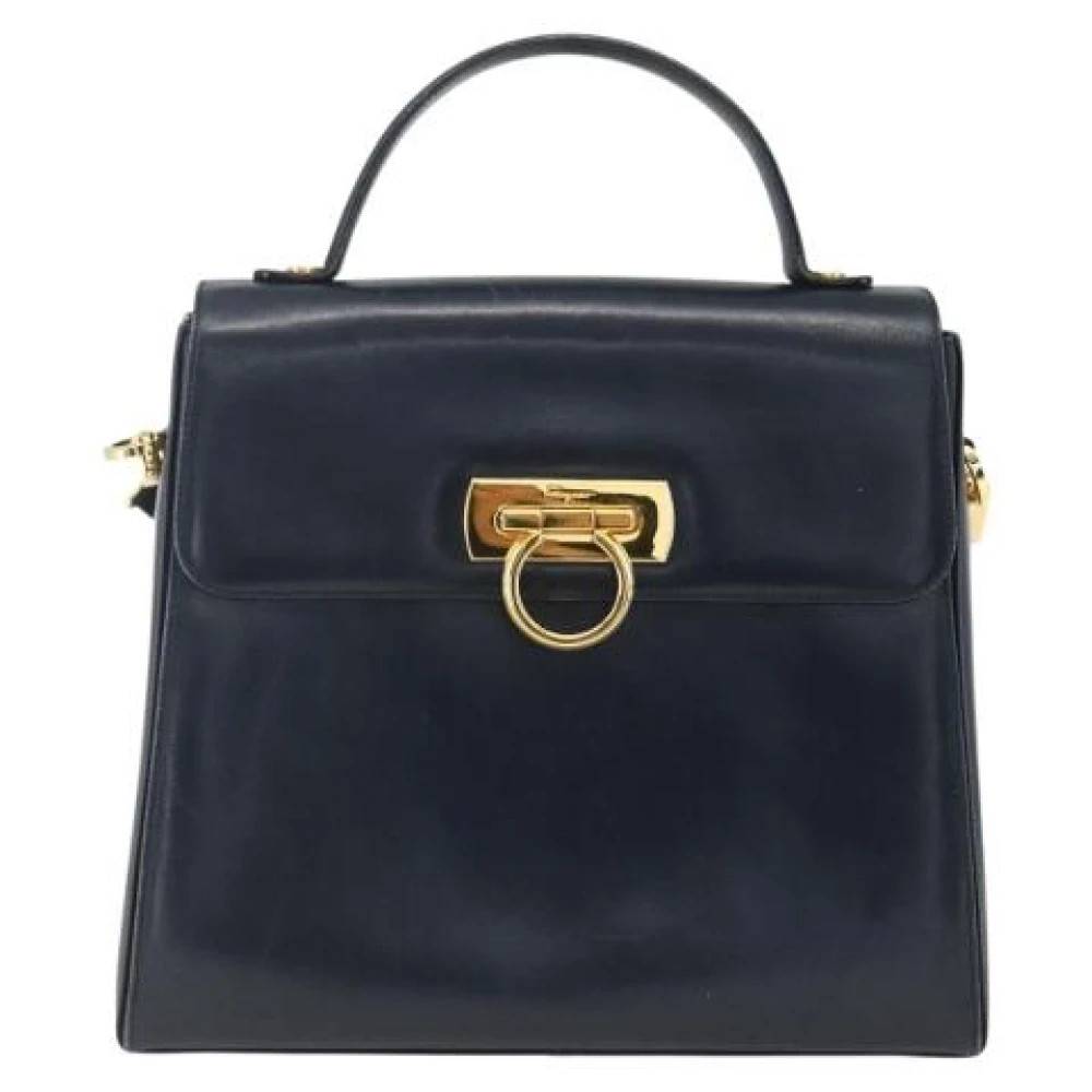 Salvatore Ferragamo Pre-owned Pre-owned Gancini convertible top handle bag - Vintage - unisex - Blå - ONE SIZE - Uld