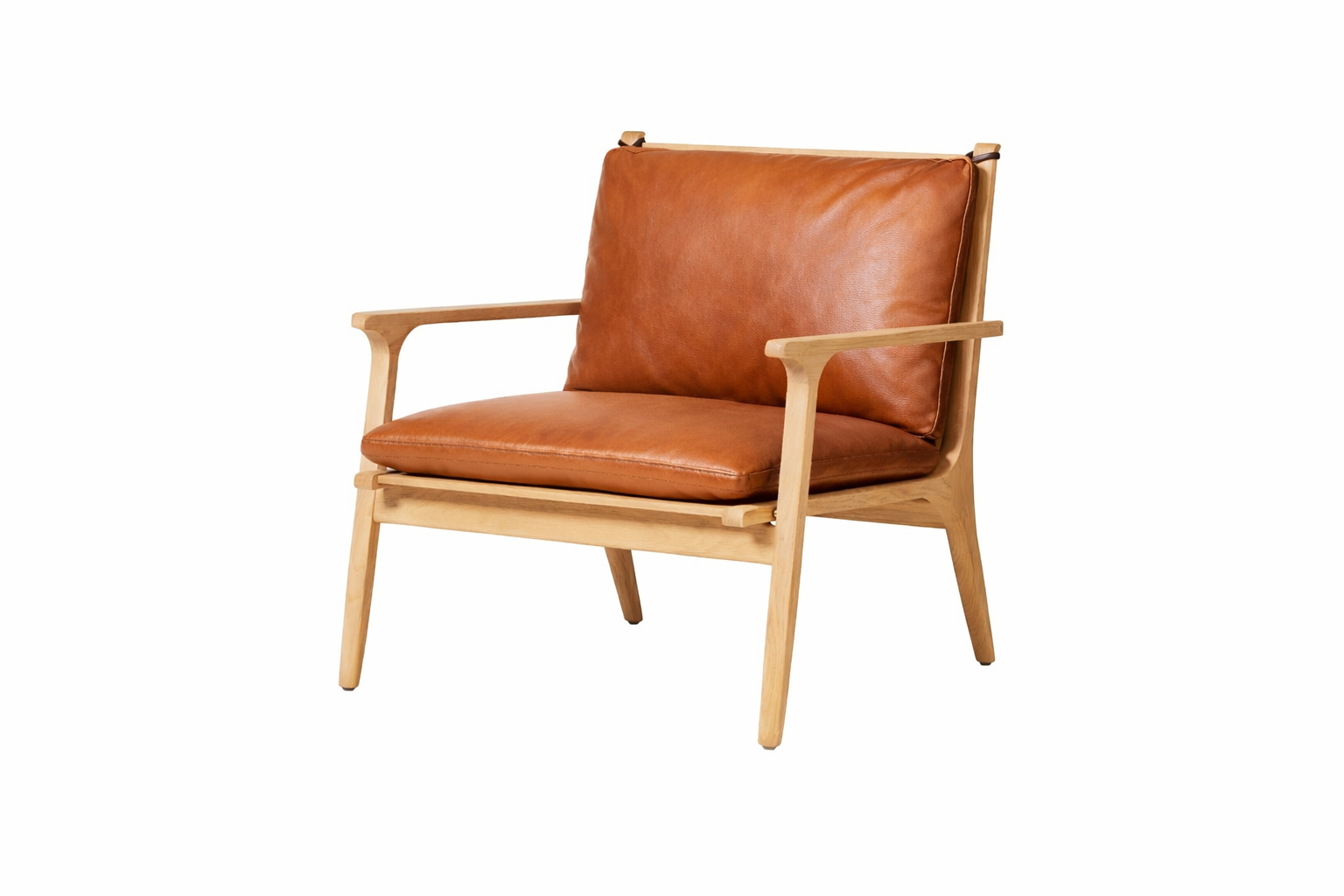 Rén loungestol, large, eg, hynder m. cognac læder - Jacobsen Plus