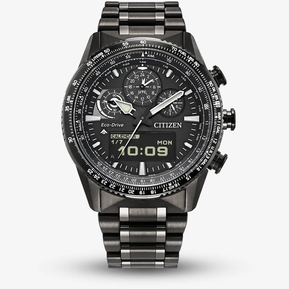 Citizen Mens Promaster Skyhawk Black Dial Grey Stainless Steel Watch JV2005-58E