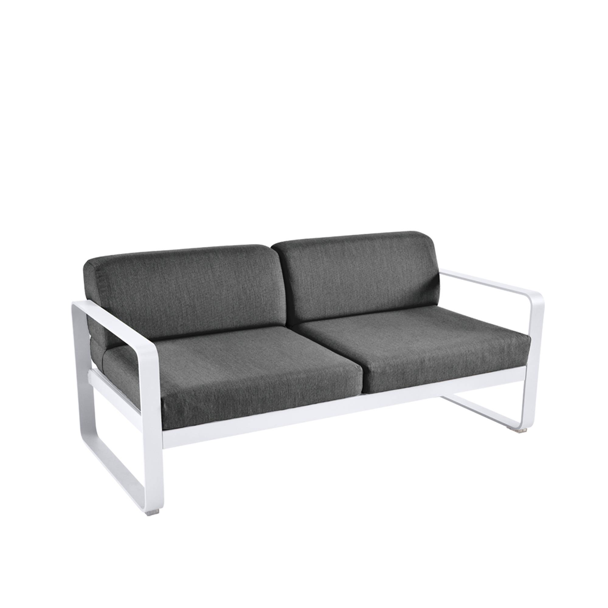 Fermob - Bellevie 2 Seater Sofa Graphite Grey Cushions, Cotton White - Utomhussoffor - Pagnon & Pelhaître