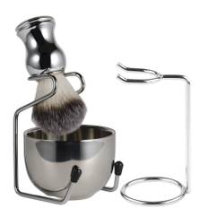 cobalt planet shaving brush odorless nylon brush soap shaver set, bristles, stand, bowl, 3-piece set, men's (mirror finish, 4-piece set)