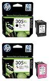6ZA94AE Kit 2 originalpatroner för HP 305 XL DeskJet Plus 4120 allt-i-ett DeskJet 2720 allt-i-ett avund 6020 allt-i-ett Envy Pro 6420 allt-i-ett, svart
