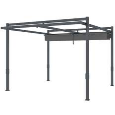 Pergola Pavillon Ca. 3,5x3m aluminium stabil vintertæt solafskærmning med justerbart skydetag Fritstående havepavillon gårdhave