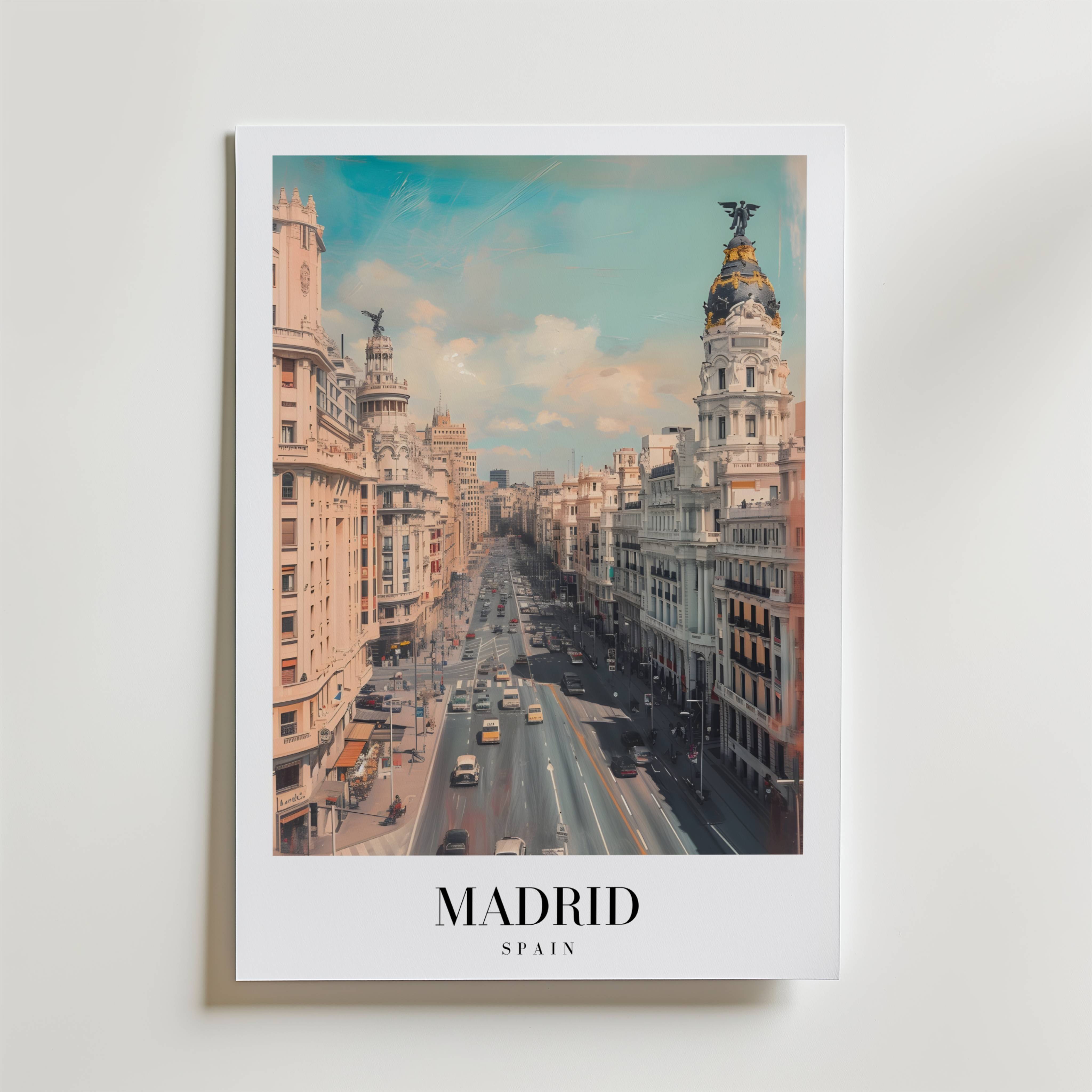 Gran Via Of Madrid Poster - Premium Canvas 50x70 cm