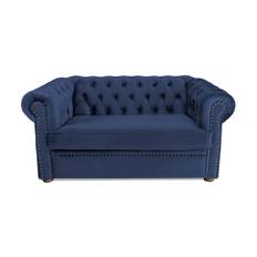 Chesterfield Deluxe bäddsoffa 2-sits - Bäddsoffa Blå Tyg