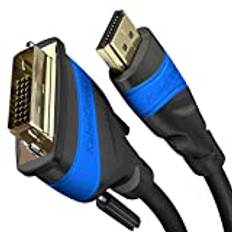 KabelDirekt – HDMI DVI Adapter Kabel mit A.I.S. Schirmung gegen Störsignale – 3m (bi-direktionales DVI-D 24+1/HDMI Monitor Kabel, HDMI-Gerät an DVI-Monitor anschließen oder umgekehrt, Full HD/1080p)