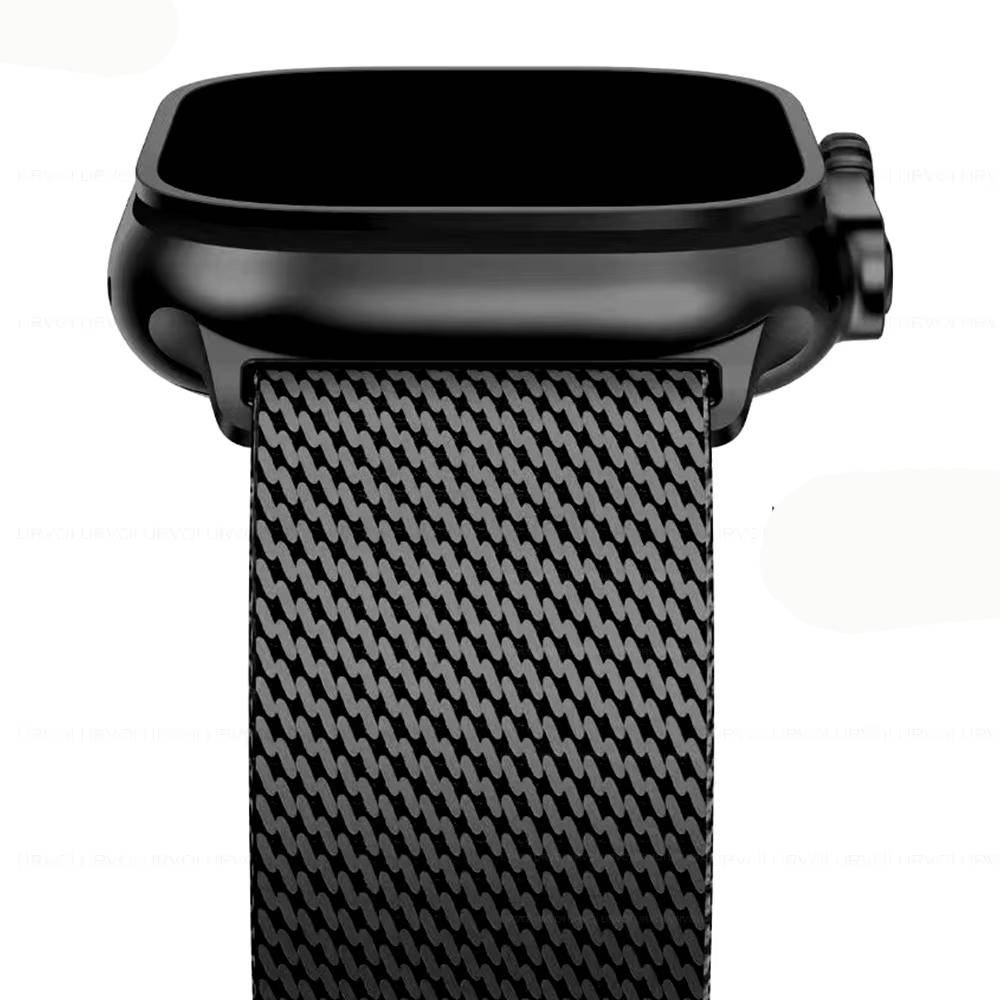 Remmar För Apple Watch Armband 44mm 40 mm 45mm 41mm 49mm 46mm correa Milanese Loop armband iWatch serie se 7 8 9 ultra 3 2 10 11 vinröd färg