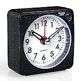 Vicloon Väckarklocka tyst, inget tickande, batteridrivna sängklockor, sovrum med snooze och nattlampa, kontor, kök (batteri ingår inte) - svart