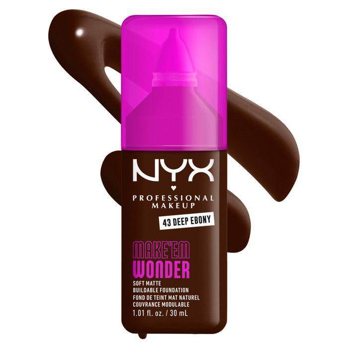 Foundation - NYX PROFESSIONAL MAKEUP - Make 'Em Wonder - Oupptäckbart resultat - Håller 24h - Nyans Deep Ebony