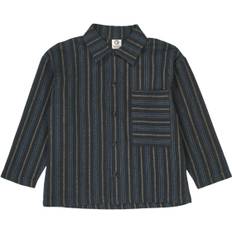 Müsli by Green Cotton Woven Stripe l/s Shirt Stl. 104 unisex - Koftor Från Magasin - Night Blue/ Moss/ Stormy Blue (104)