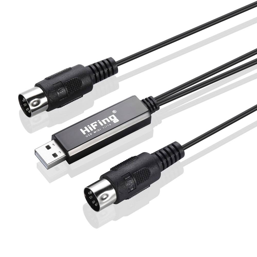 Usb in-out midi kabel en in en ut gränssnitt 5 pin line converter pc till musik tangentbord adapter sladd svart