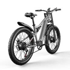 Shengmilo S600 elcykel - 2 000 W dubbla motorer, 48V 17,5Ah batteri, 45km/h, 26 feta däck, fullfjädring, 7-växlad, för män, grå grå