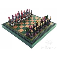 Komplett Schack set 089 Resin chess men + Leatherette chess board with container Robin Hood 35x35 cm