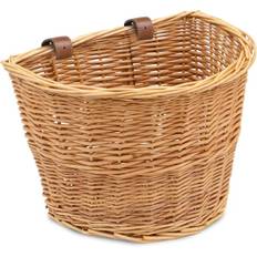 Retro flettet cykelkurv med håndtag foran, vævet opbevaringskurv i rattan, pastoral stil