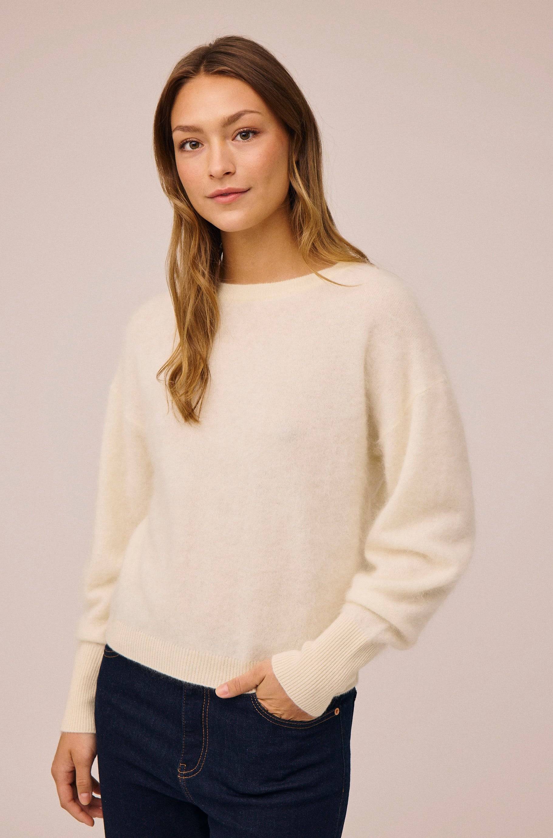 Magasin Geneve 2 Ballon Sleeve Sweater 100% Cashmere GCS Kvinde Off White Sweaters Str XL Cashmere.