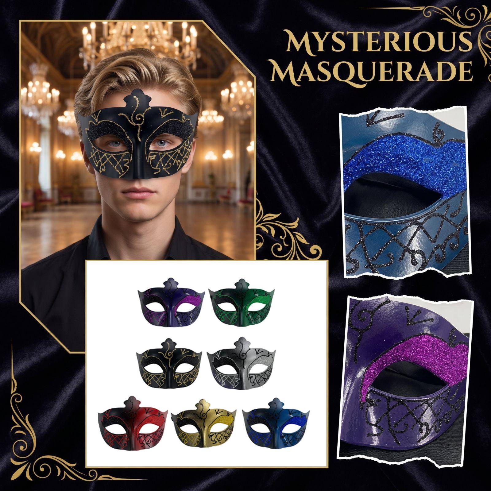 Mäns målade halvmask för Halloweenfest Maskeradbal cm svart