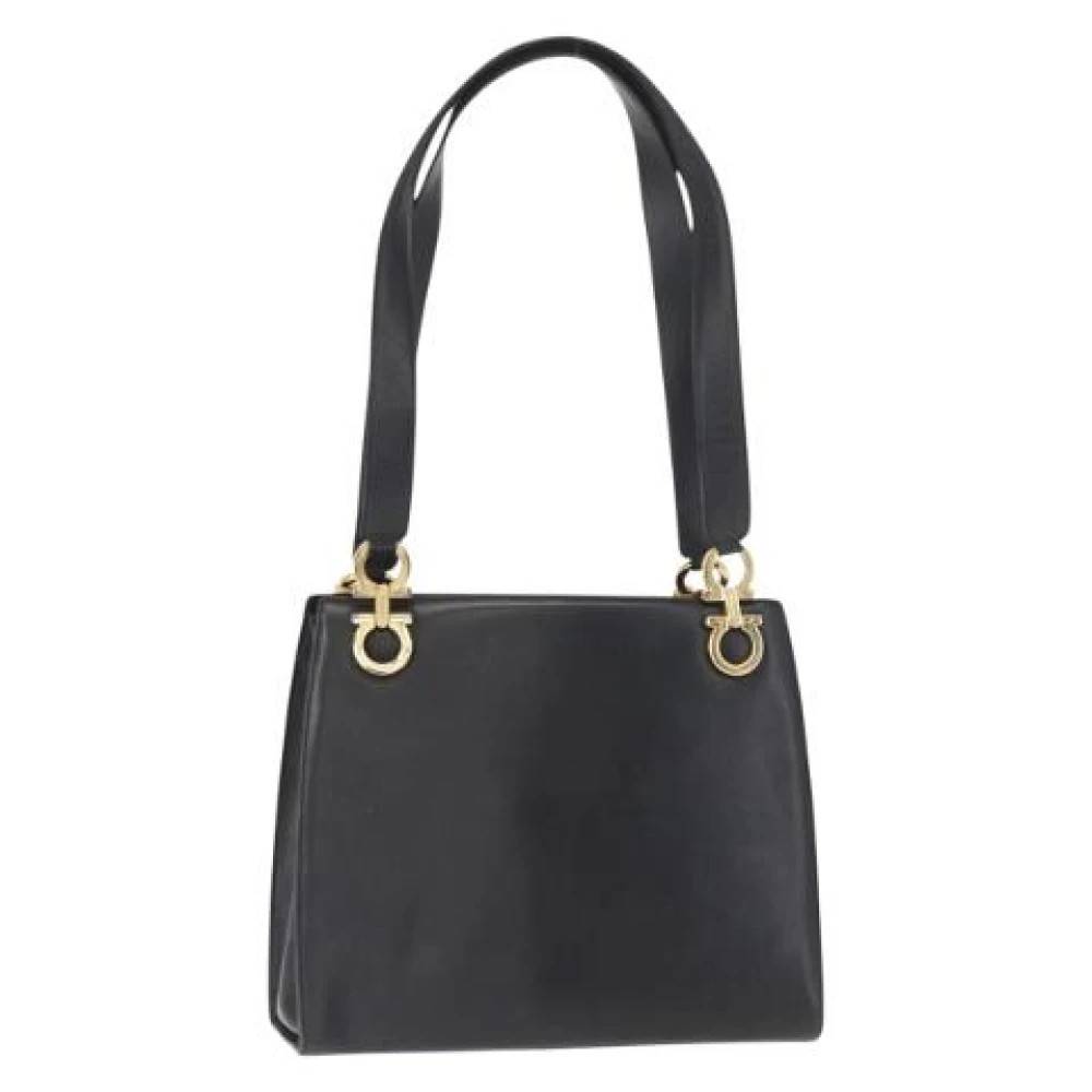 Salvatore Ferragamo Pre-owned Pre-owned Læder Skuldertaske - Vintage - Dame - Sort - ONE SIZE - Uld