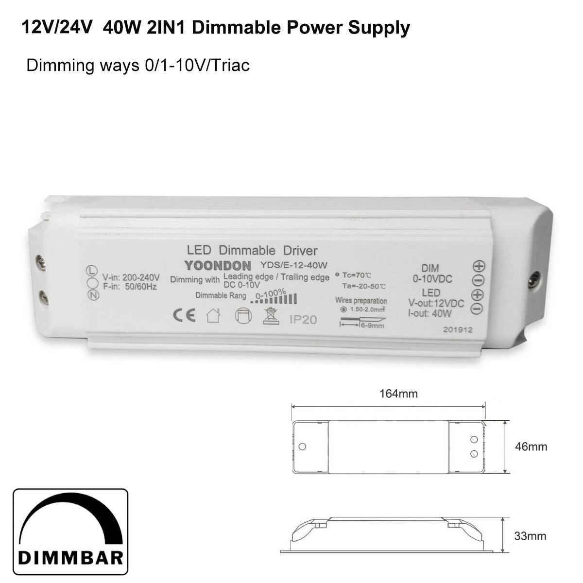 LED Driver Dimbart 12V/24V - 40w / 24v