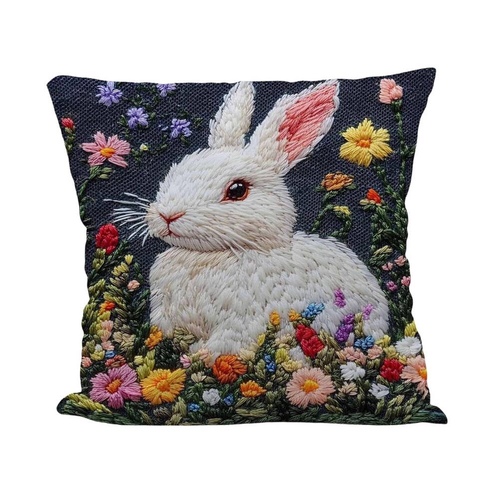 Örngott med påskhare, 45x45 cm, broderat i polyester