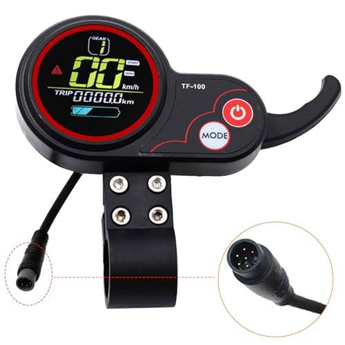6-polig elektrisk skoter kommunikationsinstrument display 48 V TF‑100, LCD-gasreglage-panel modifieringstillbehör, Kick E-Scooter skateboard instrumentbräda reservdelar för 10 tum KUGOO M4/M4 Pro