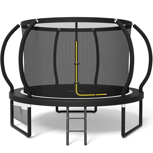 Devoko Trampolin Outdoor Ø 228/305/366/427 cm, GS-Zertifikat, Kindertrampolin Gartentrampolin mit Sicherheitsnetz, Rundes Riesentrampolin mit Leiter und Schuhbeutel