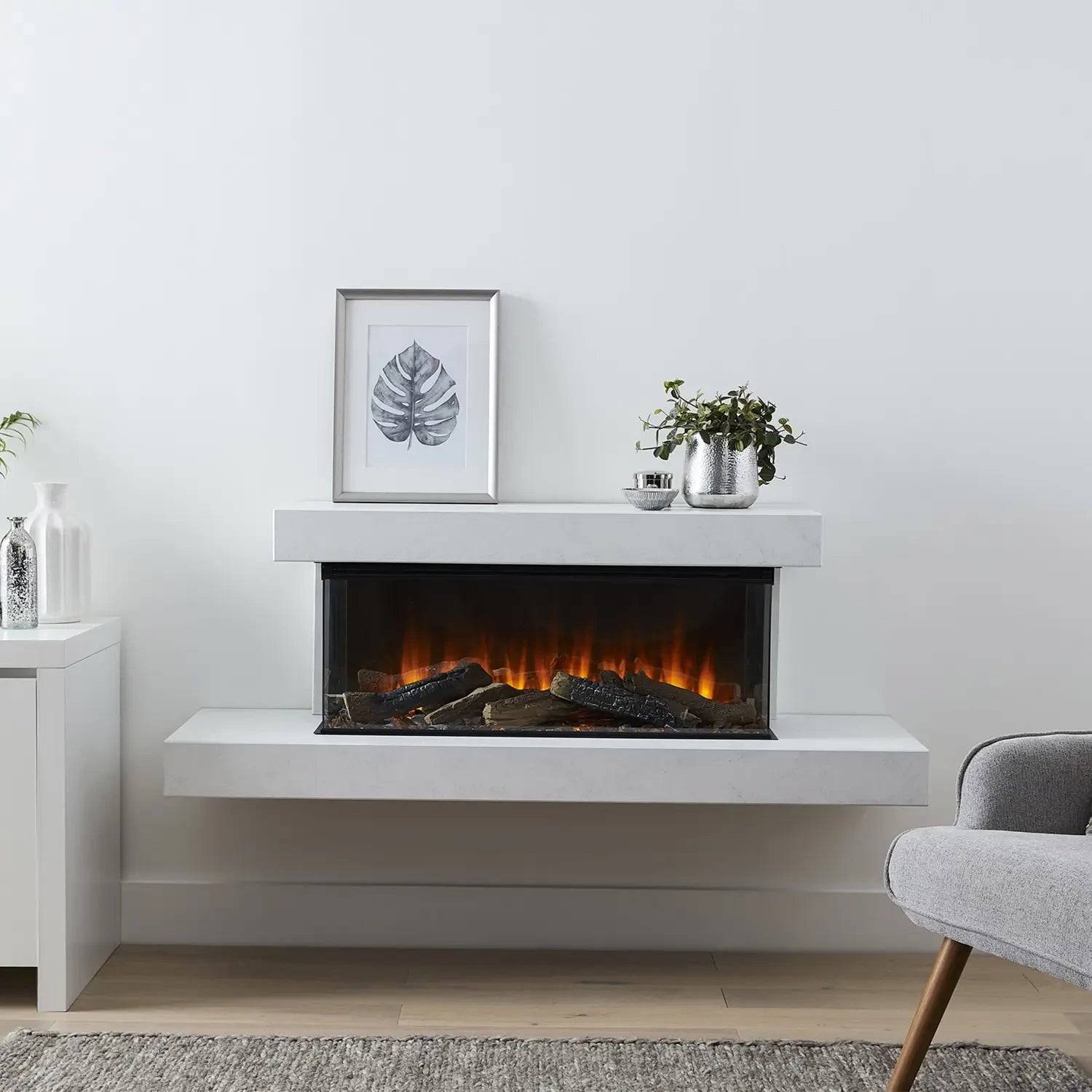 Brockenhurst 1600 - Vit Marmor elektrisk kamin