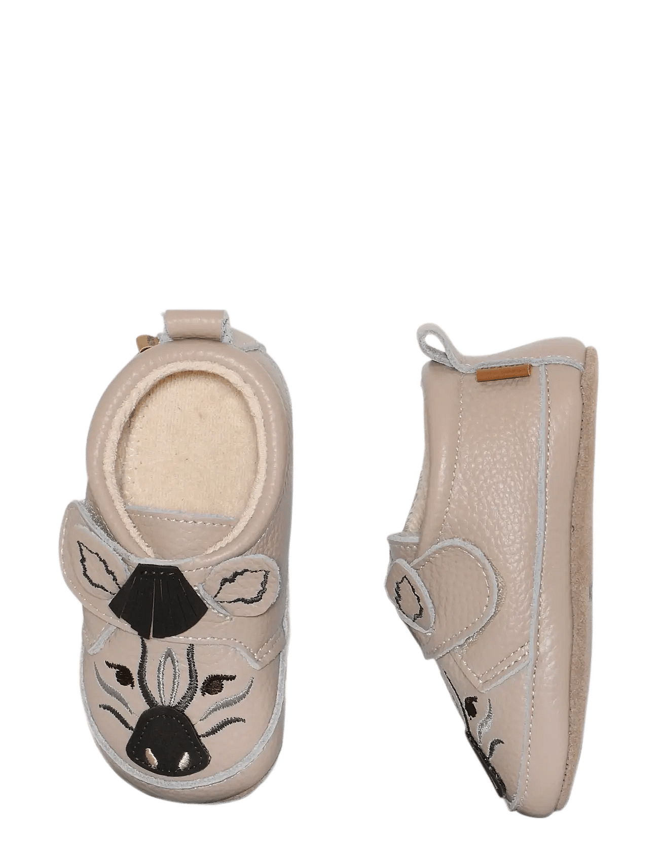 Melton Zebra Leather Slippers - Beige - 16/19