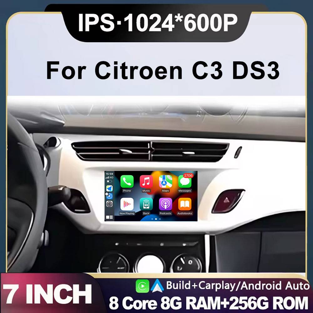 For Citroen C3 DS3 Android Auto Car Radio Multimedia Player Monitor Stereo Navigation GPS Wireless Carplay 7 inch Touch Screen