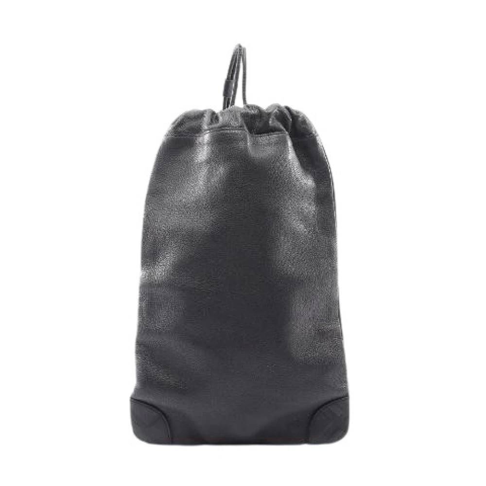 Burberry Vintage Pre-owned Læder Skulder taske med snoretræk - Vintage - Dame - Sort - ONE SIZE - Uld