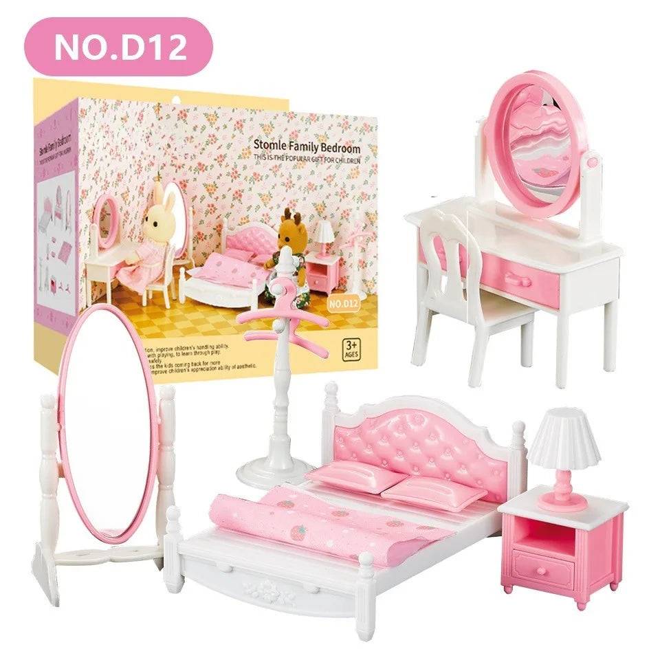 Forest Family Reindeer Rabbit Panda Animal Simulation Dollhouse Furniture Toy Set - D12