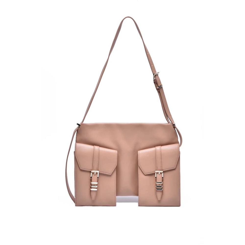 Patrizia Pepe Stilfuld Crossbody Taske med Lynlås Lukning - Tasker - Dame - Beige - ONE SIZE - Uld