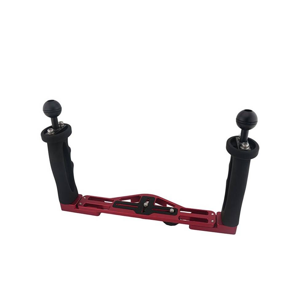 Underwater Camera Tray Stabilizer Dual Handle Rig, Underwater Tray Stabilizer Housing Bracket for Photography Black&Red