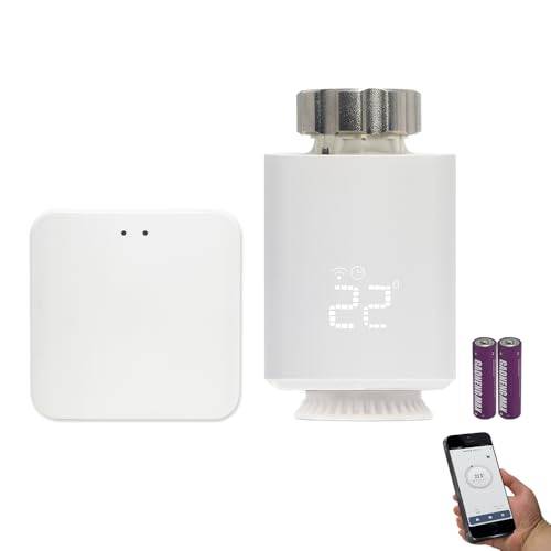 KETOTEK Smart Radiatortermostat Zigbee WiFi Starter Kit med hub, Digital Radiator Termostat Programmerbar Zigbee Alexa/Google Assistant Kompatibel, Radiator Termostatventil WiFi Tuya/Smart Life APP