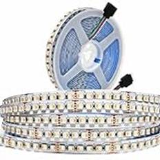 Tesfish 24V LED Remsa Ljus, 4 i 1 RGBWW RGB + Varm Vit 3000K 5M 600 LEDs Strip med Blandade Färger SMD 5050 IP20 Ljus Remsa för Sovrum, Köksdekoration
