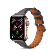 Apple Watch SE 40mm Smalt armband i äkta läder, svart
