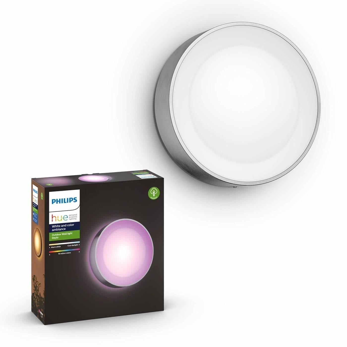 Philips Hue Daylo Wall Light Inox – White & Color Ambiance – 2-Pack Bundle