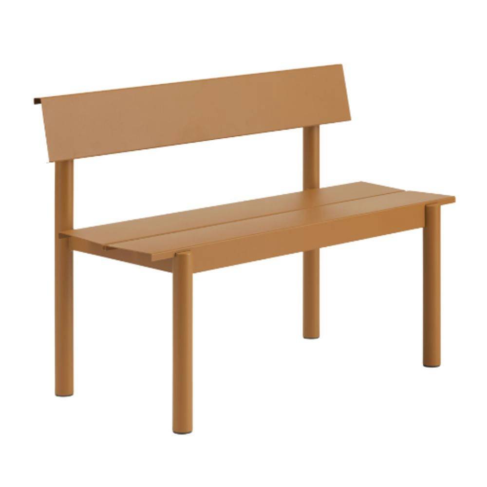 Muuto Linear Steel Bench w. Backrest (110 cm) Trädgårdsbänk Burnt Orange