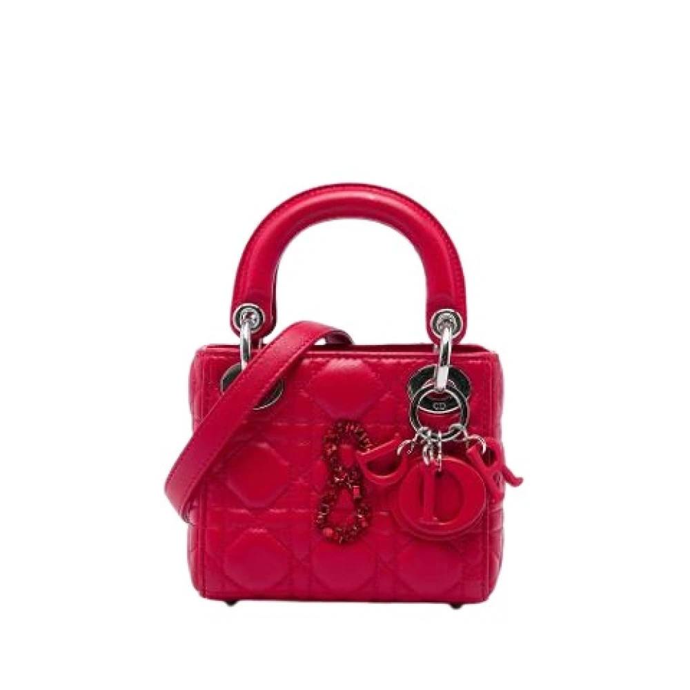 Dior Vintage Pre-owned Mini Lady Dior - Vintage - Dame - Rød - ONE SIZE - Uld