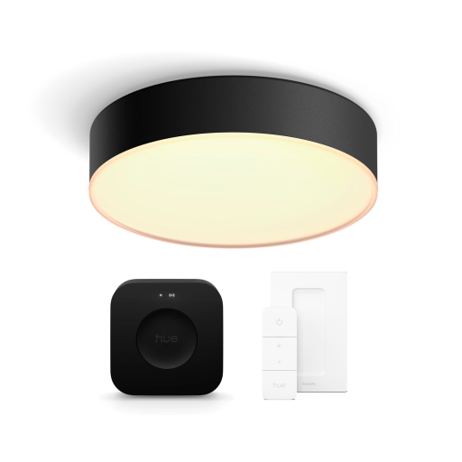 Philips Hue Enrave plafond, sort, Ø26 cm, startsæt